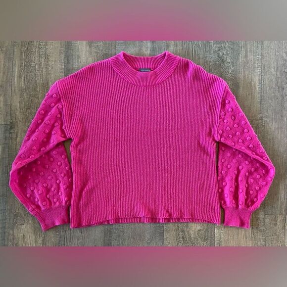 Vince Camuto womens plus size 2XL pink ribbed/bubble pattern long sleeve sweater - Picture 1 of 12